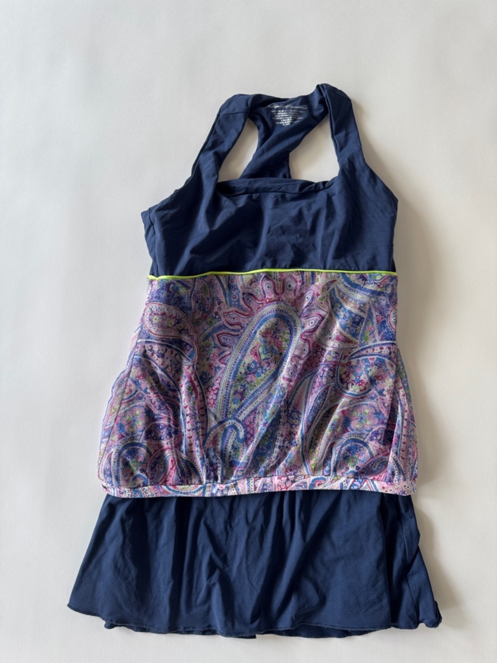 Denise Cronwall Blouson Paisley Navy Tennis Dress